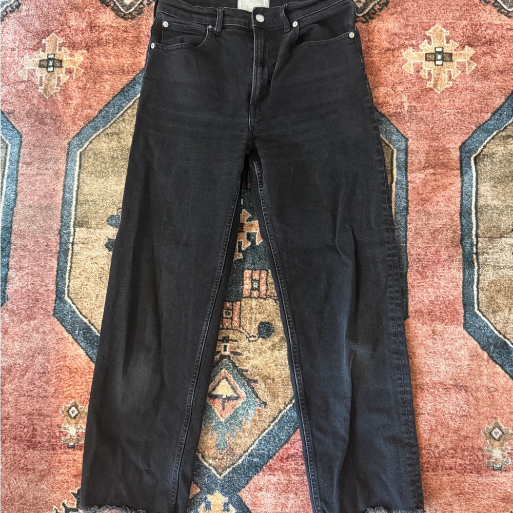 Everlane Way High Black Jeans - Raw hem
